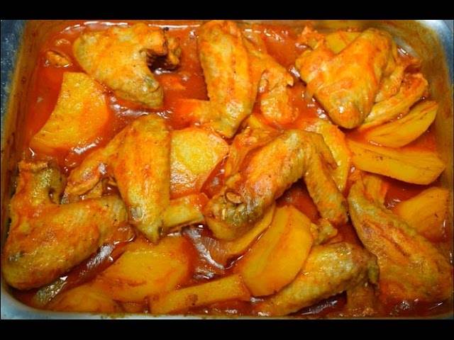 صنية البطاطس بأجنحة الدجاج