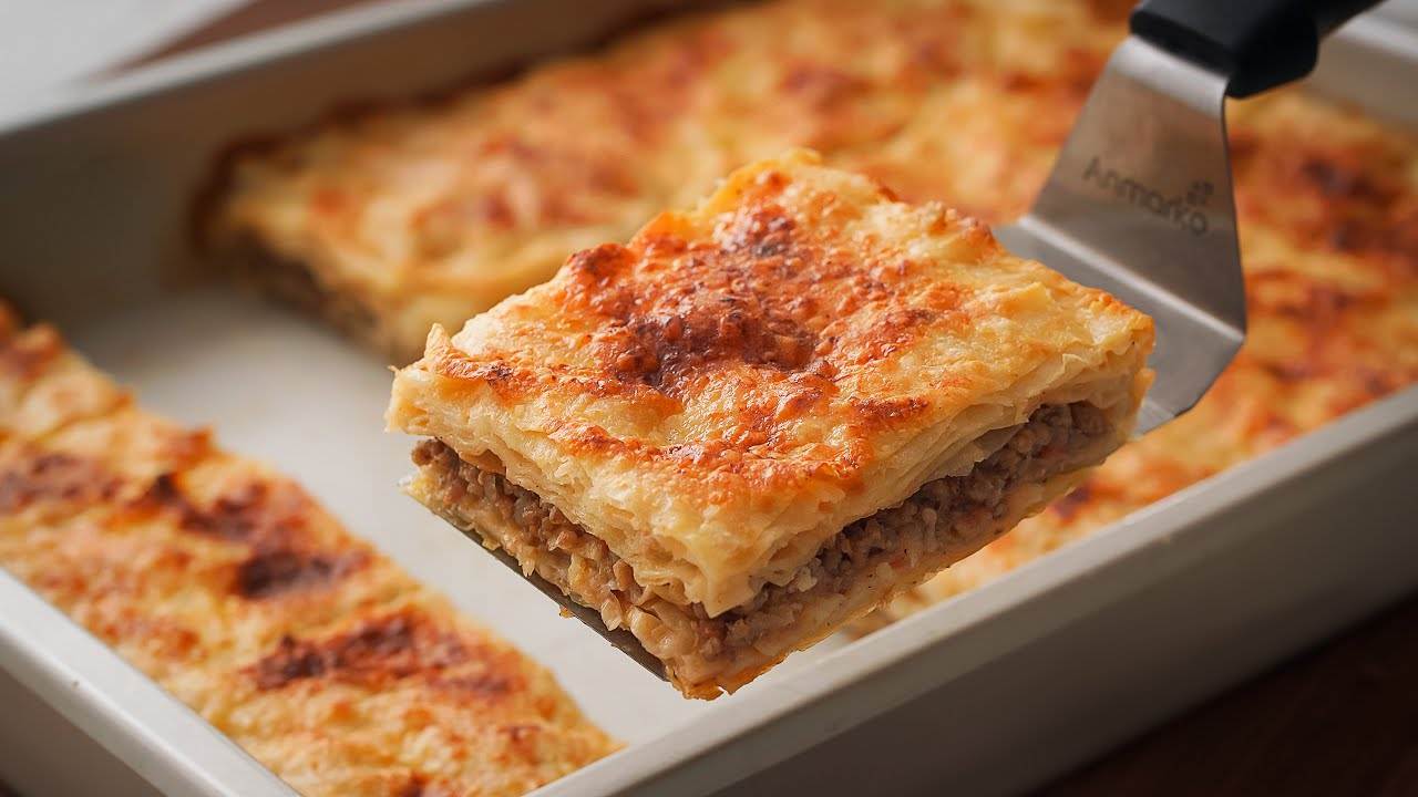 صينية رقاق باللحمة المفرومة